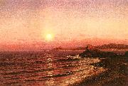 Raymond D Yelland Moonrise Over Seacoast at Pacific Grove oil painting